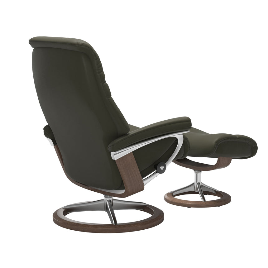 Sunrise Recliner - Signature Base - Paloma Dark Olive - Walnut Wood