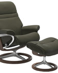 Paloma Leather Dark Olive M/L & Walnut Base | Stressless Sunrise Signature Recliner | Valley Ridge Furniture