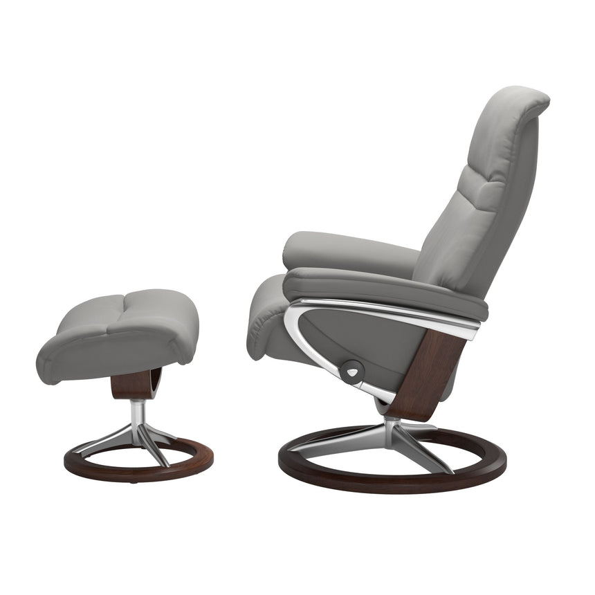 Sunrise Recliner - Signature Base - Paloma Silver Grey - Brown Wood