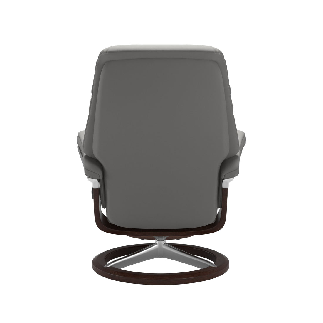 Stressless Sunrise Recliner Signature Base in Paloma Silver Grey, Brown, back view