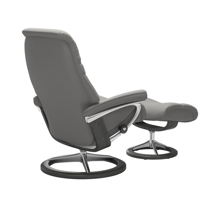 Sunrise Recliner - Signature Base - Paloma Silver Grey - Grey Wood