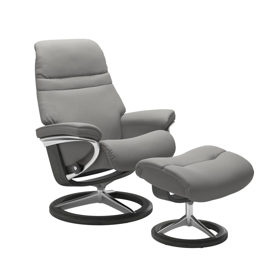 Sunrise Recliner - Signature Base - Paloma Silver Grey - Grey Wood