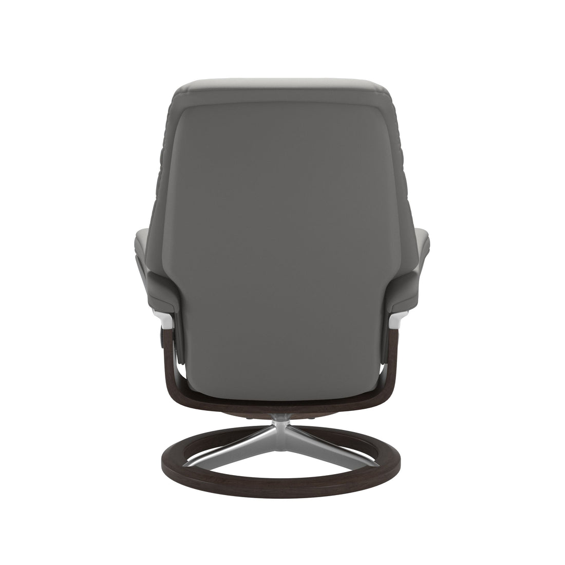 Stressless Sunrise Recliner Signature Base in Paloma Silver Grey, Wenge, back view