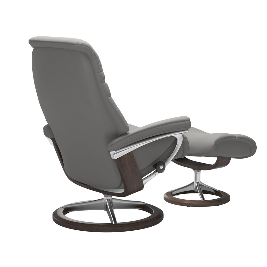 Sunrise Recliner - Signature Base - Paloma Silver Grey - Wenge Wood