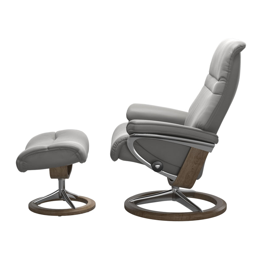 Sunrise Recliner - Signature Base - Paloma Silver Grey - Smoked Oak Wood