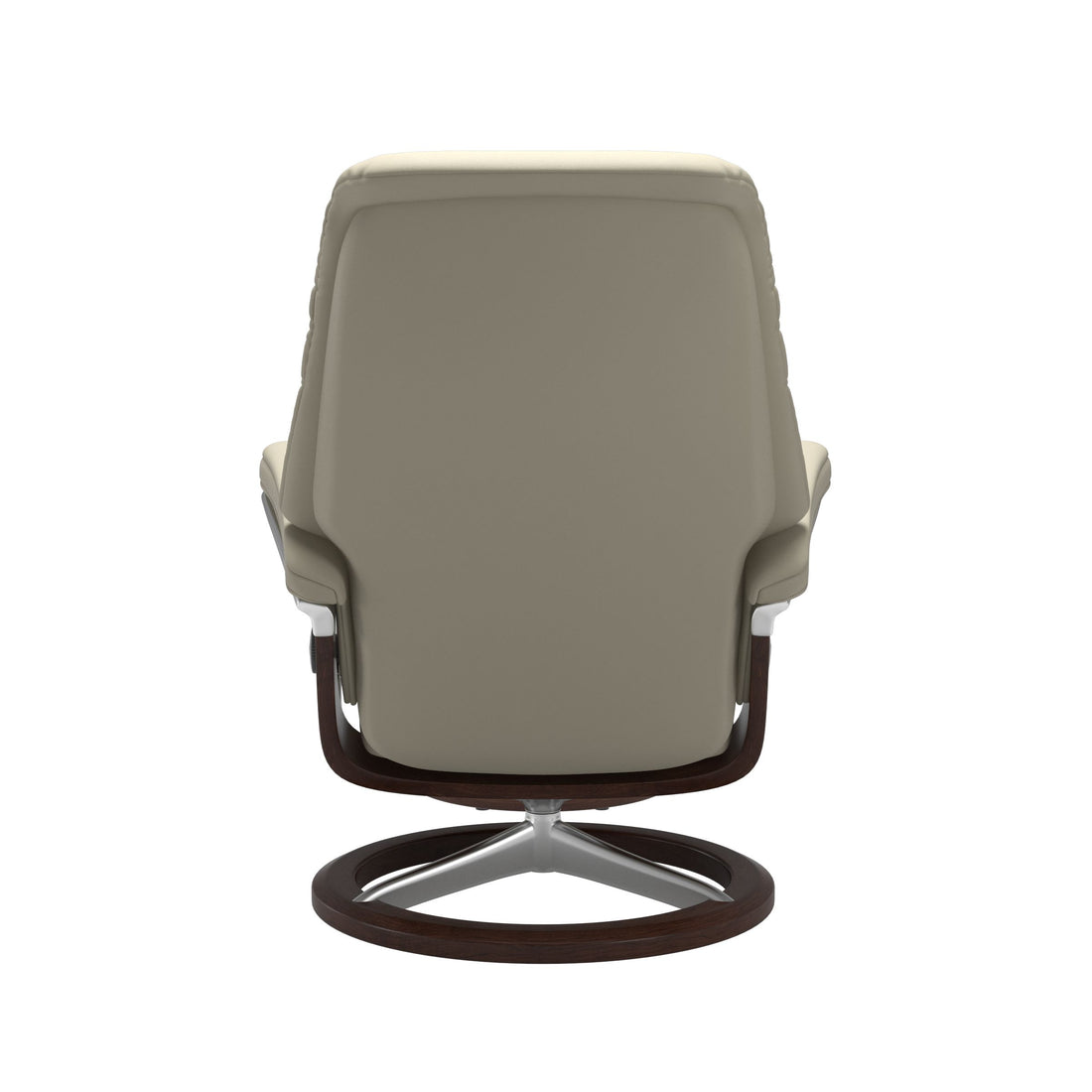Stressless Sunrise Recliner Signature Base in Paloma Light Grey, Brown, back view