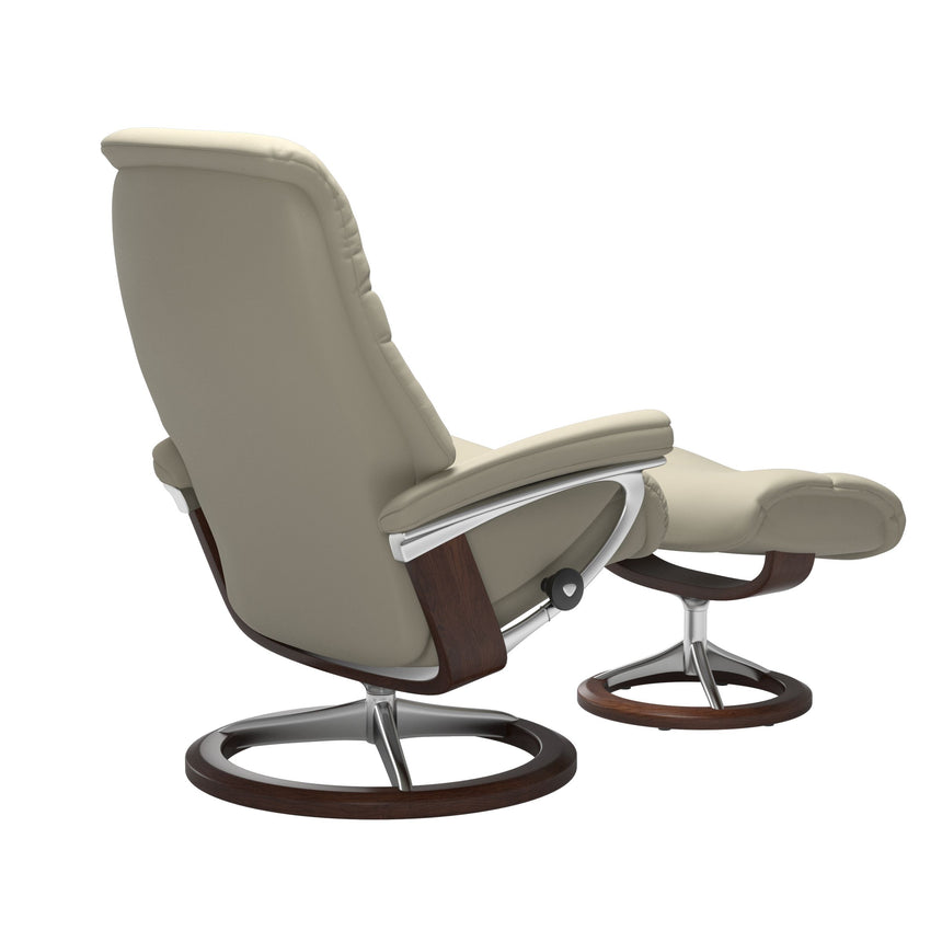 Sunrise Recliner - Signature Base - Paloma Light Grey - Brown Wood