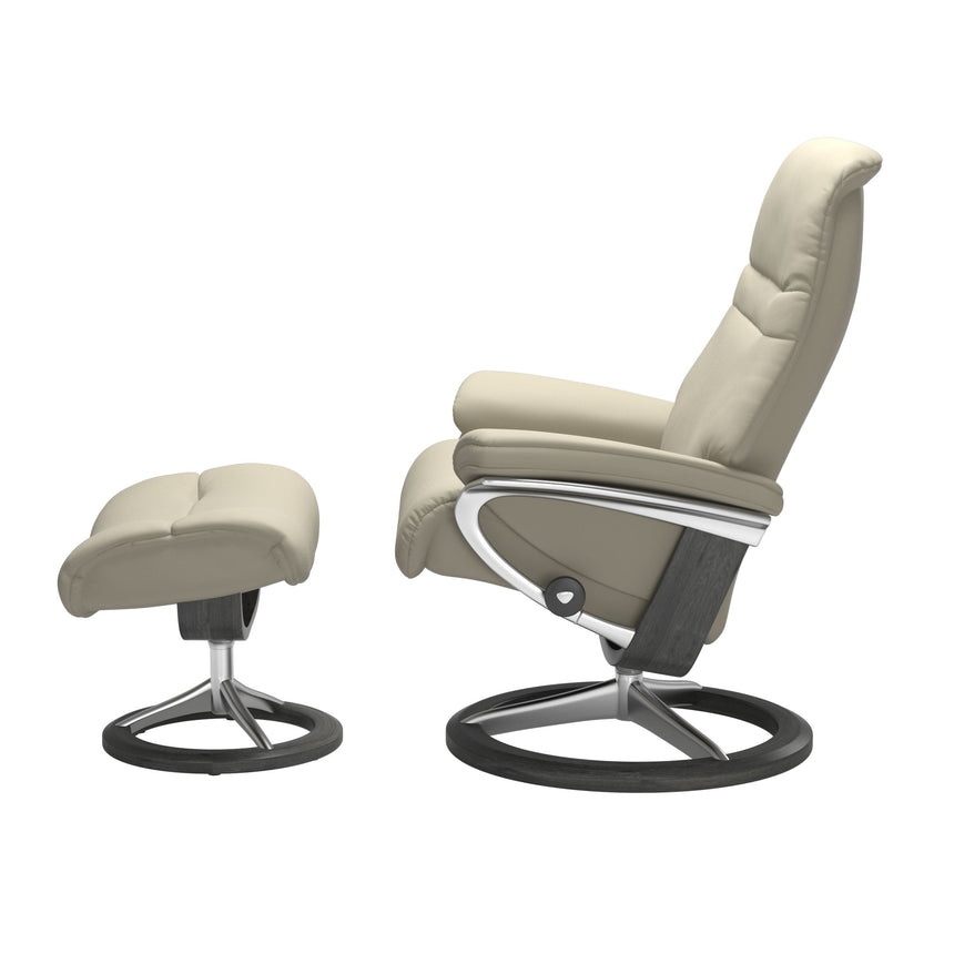 Sunrise Recliner - Signature Base - Paloma Light Grey - Grey Wood