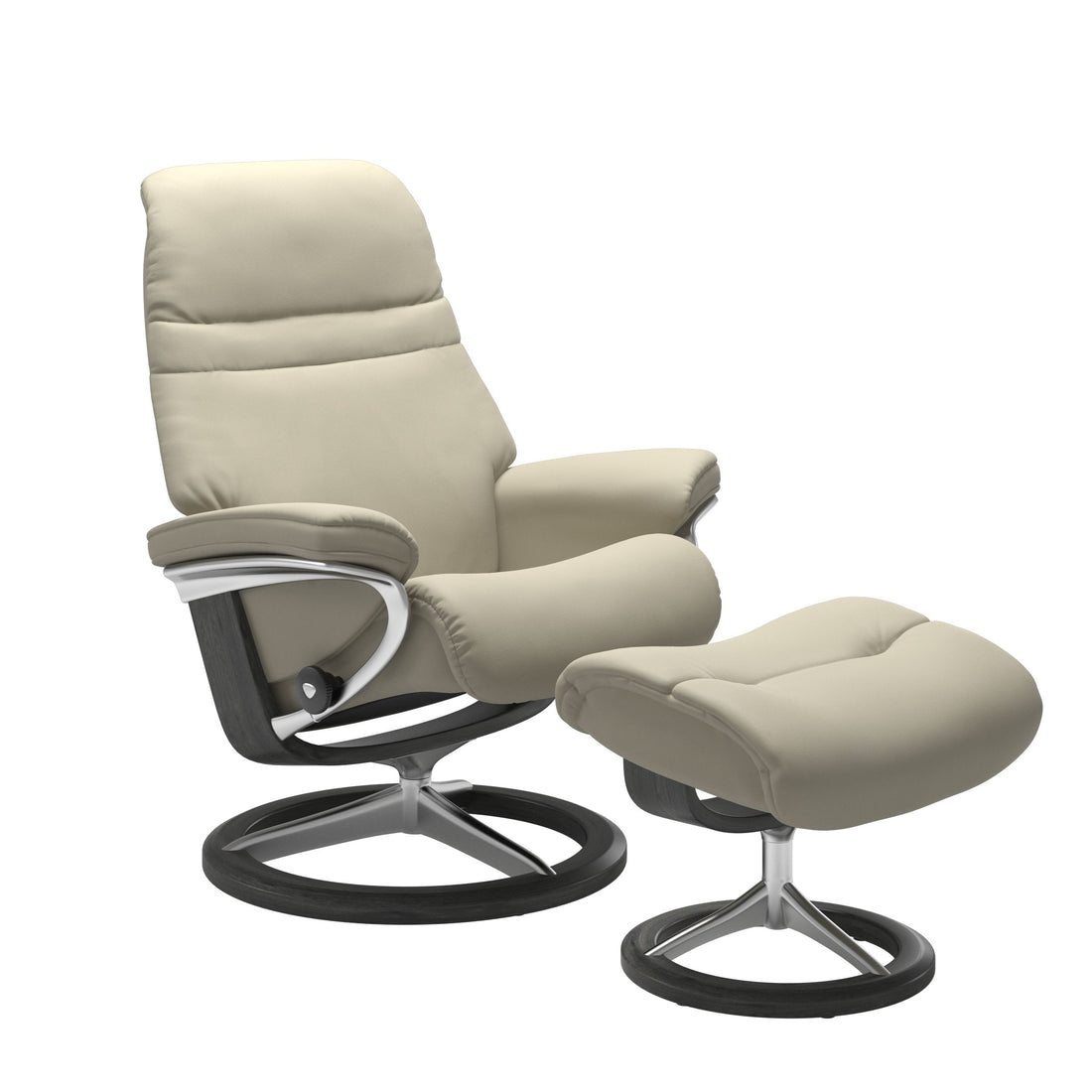 Stressless Sunrise Recliner Signature Base in Paloma Light Grey, Grey, front view