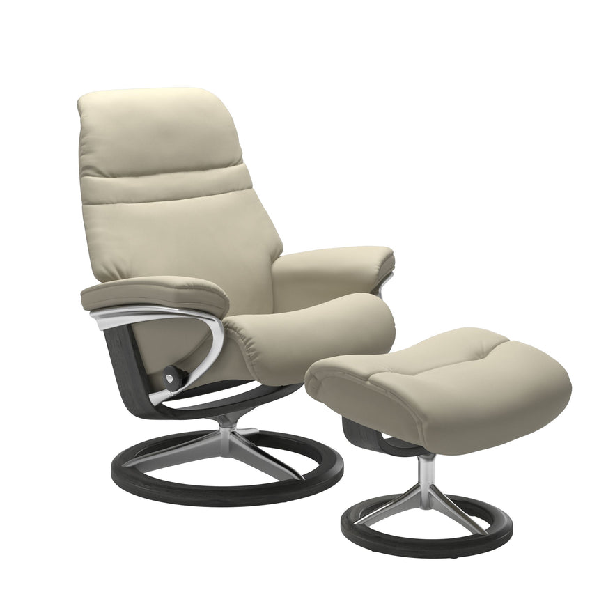 Sunrise Recliner - Signature Base - Paloma Light Grey - Grey Wood