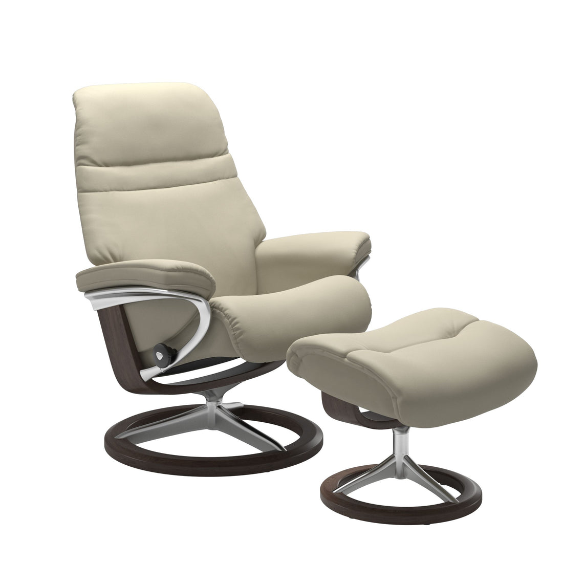 Stressless Sunrise Recliner Signature Base in Paloma Light Grey, Wenge, front view