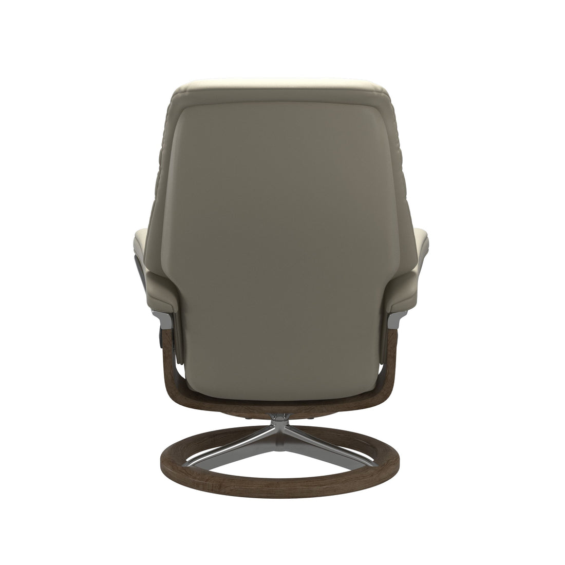 Stressless Sunrise Recliner Signature Base in Paloma Light Grey, Smoked Oak, back view