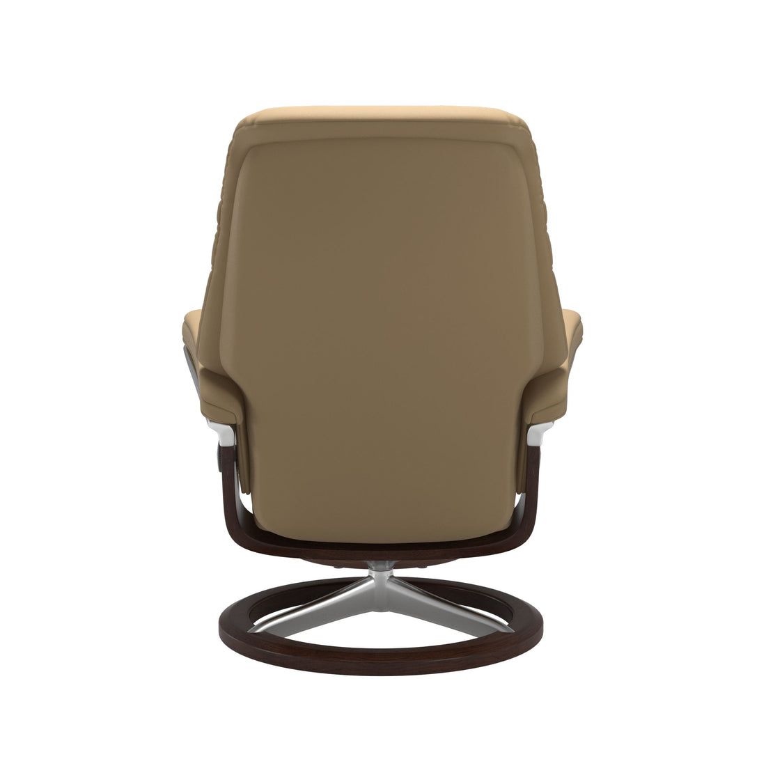 Stressless Sunrise Recliner Signature Base in Paloma Sand, Brown, back view