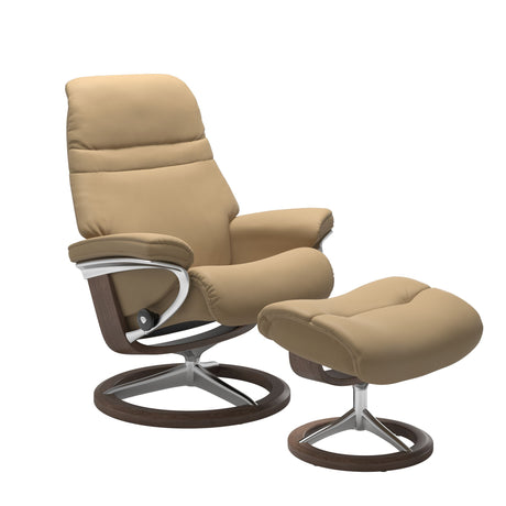 Sunrise Recliner - Signature Base - Paloma Sand - Walnut Wood
