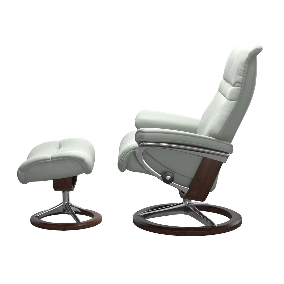 Stressless Sunrise Recliner Signature Base in Paloma Breezy Blue, Brown, side view