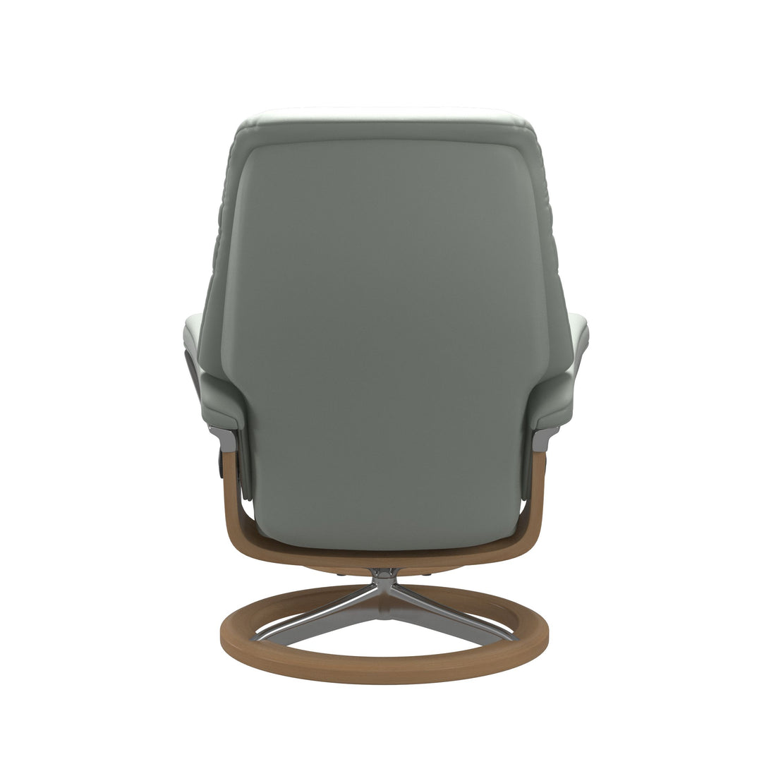 Stressless Sunrise Recliner Signature Base in Paloma Breezy Blue, Oak, back view
