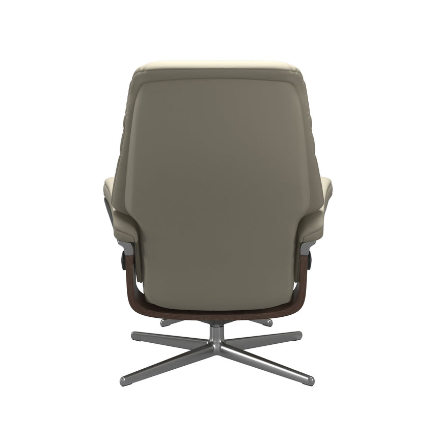 Sunrise Recliner - Cross Base - Paloma Light Grey - Walnut and Aluminum Wood
