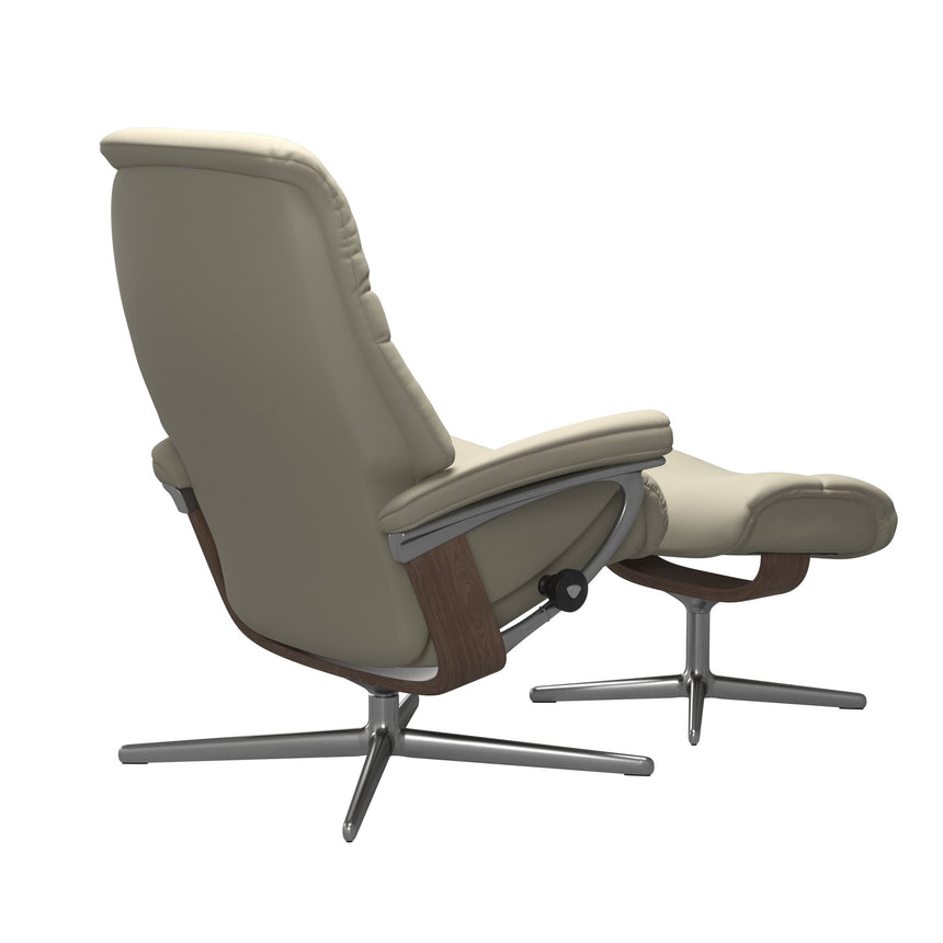 Sunrise Recliner - Cross Base - Paloma Light Grey - Walnut and Aluminum Wood