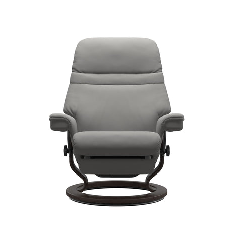 Sunrise Recliner - Classic Power Base - Paloma Silver Grey - Wenge Wood