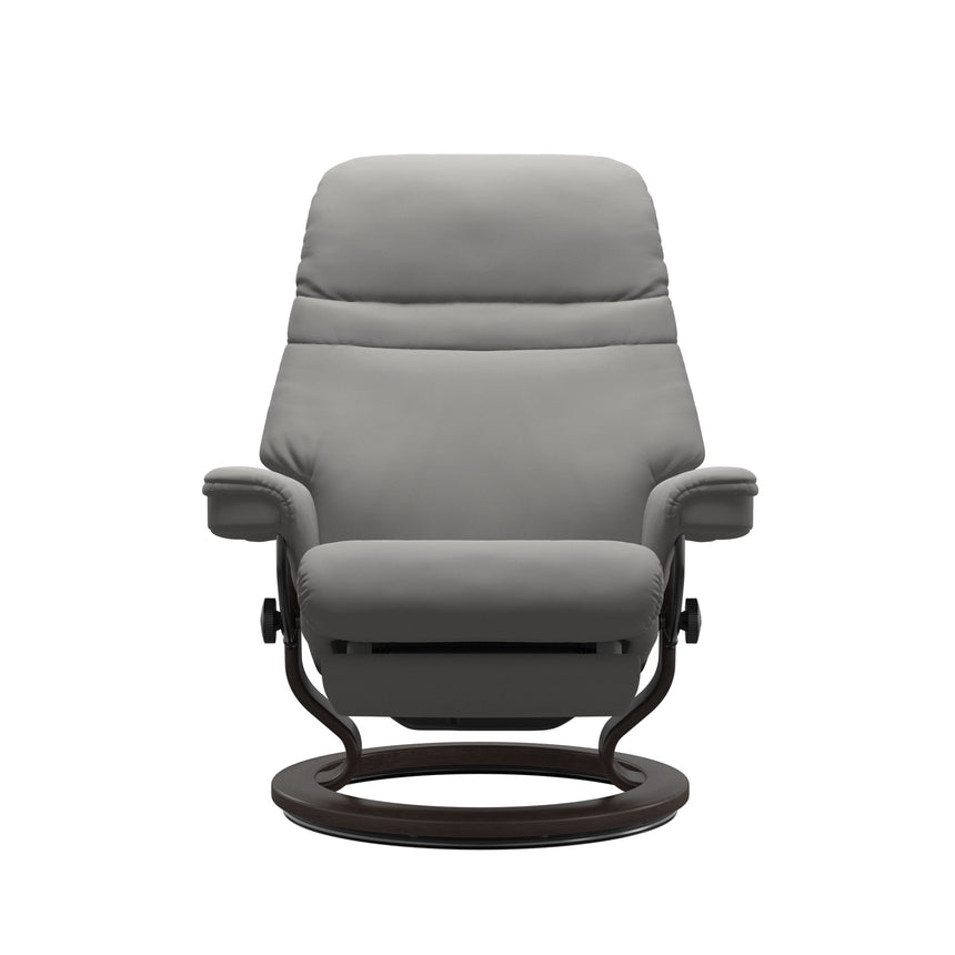 Sunrise Recliner - Classic Power Base - Paloma Silver Grey - Wenge Wood