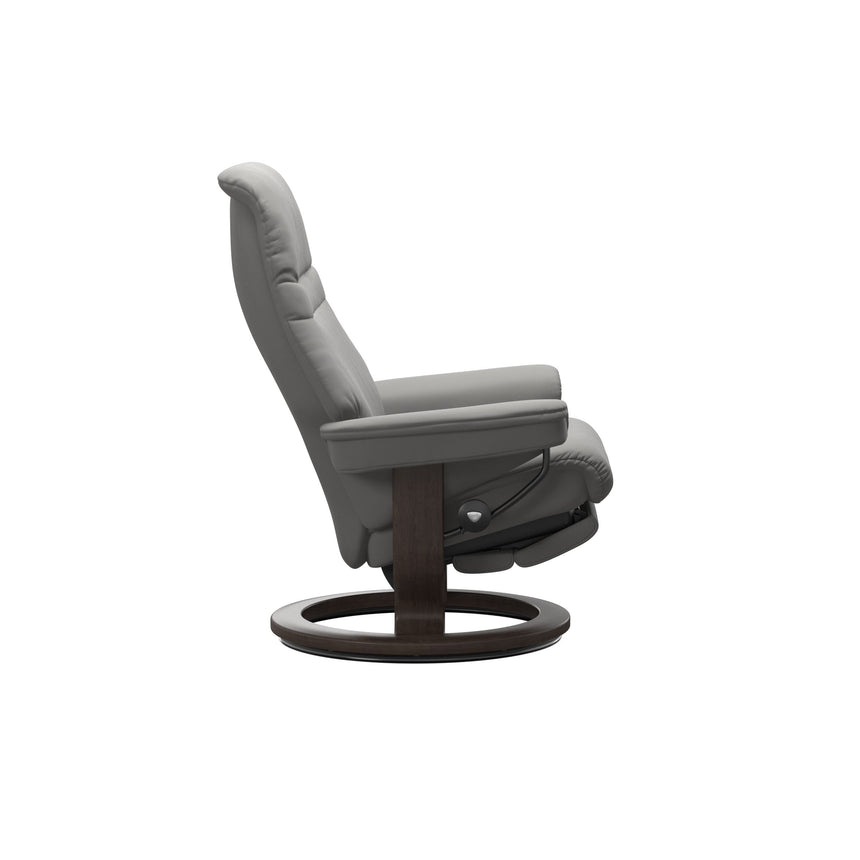 Sunrise Recliner - Classic Power Base - Paloma Silver Grey - Wenge Wood