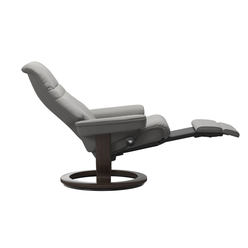 Sunrise Recliner - Classic Power Base - Paloma Silver Grey - Wenge Wood