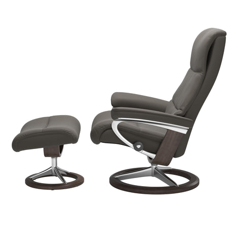 View Recliner - Signature Base - Paloma Metal Grey - Wenge and Polished Aluminum Wood