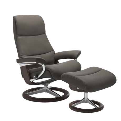 View Recliner - Signature Base - Paloma Metal Grey - Wenge and Polished Aluminum Wood