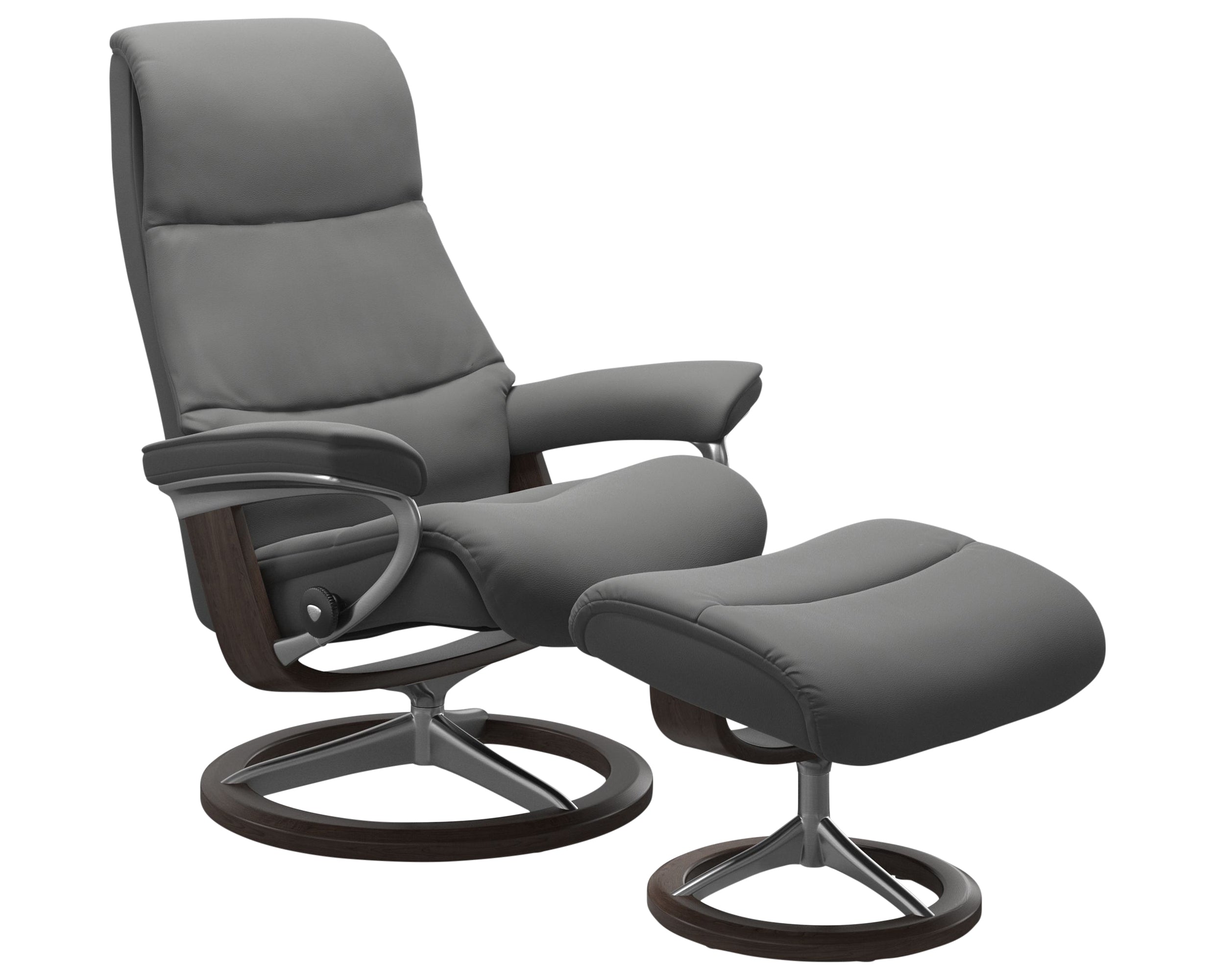 Paloma Leather Neutral Grey M & Wenge Base | Stressless View Signature Recliner | Valley Ridge Furniture