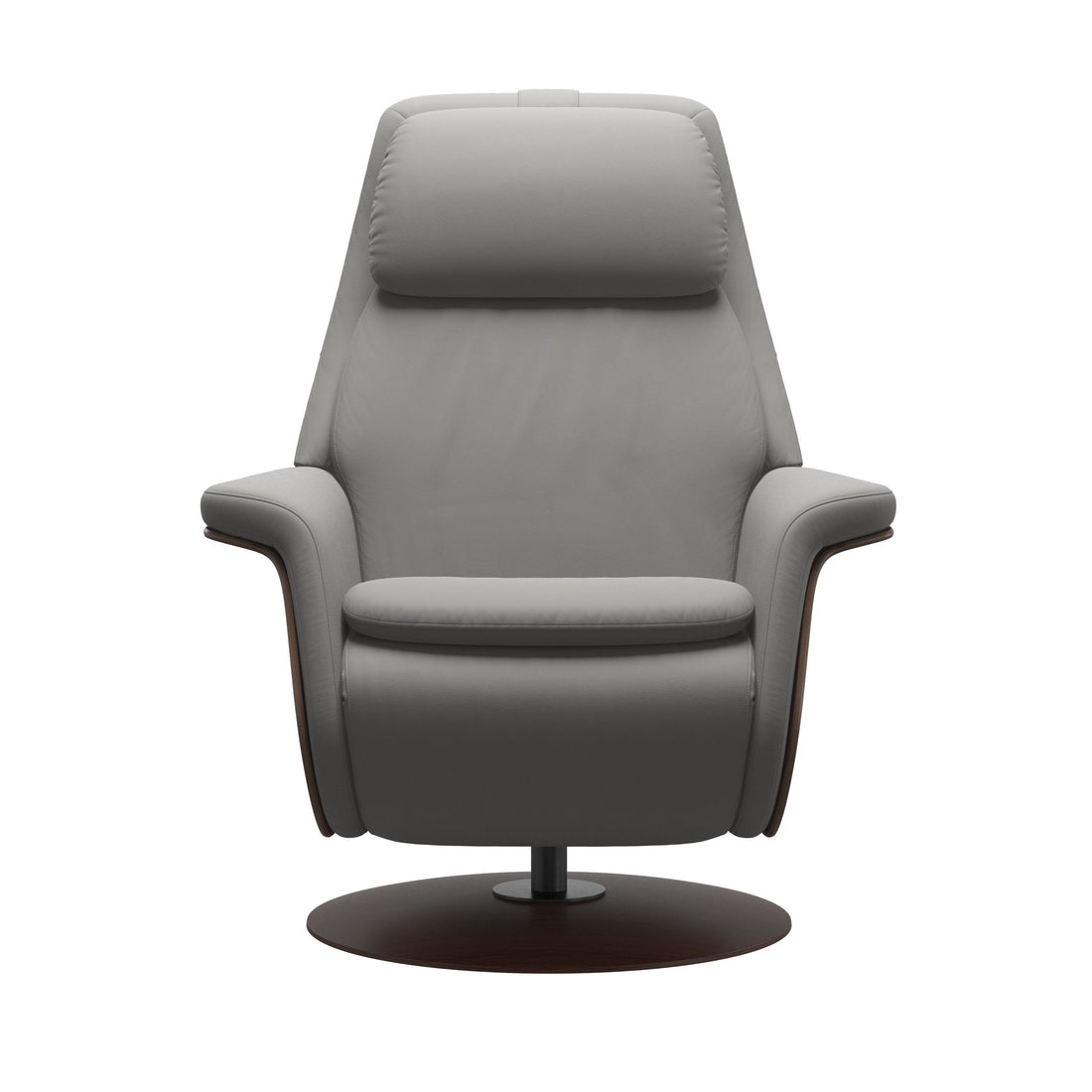 Stressless Sam Recliner in Paloma Silver Grey, Walnut, side view