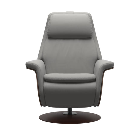 Sam Recliner - Paloma Silver Grey - Walnut Wood