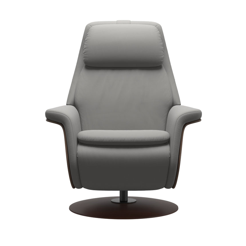 Sam Recliner - Paloma Silver Grey - Walnut Wood