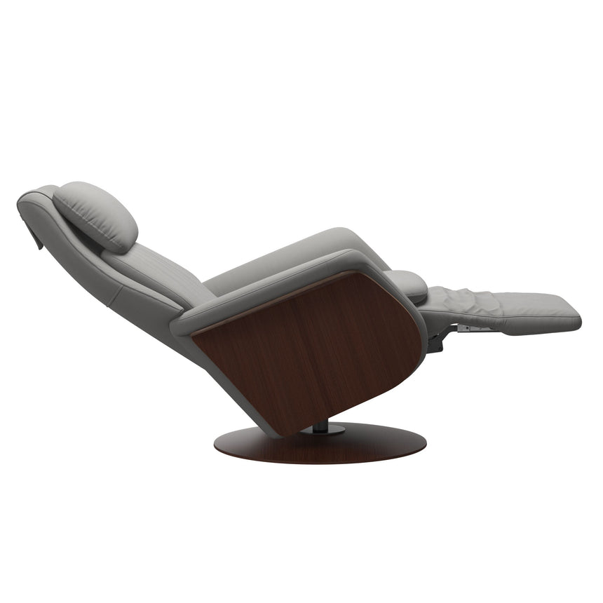 Sam Recliner - Paloma Silver Grey - Walnut Wood