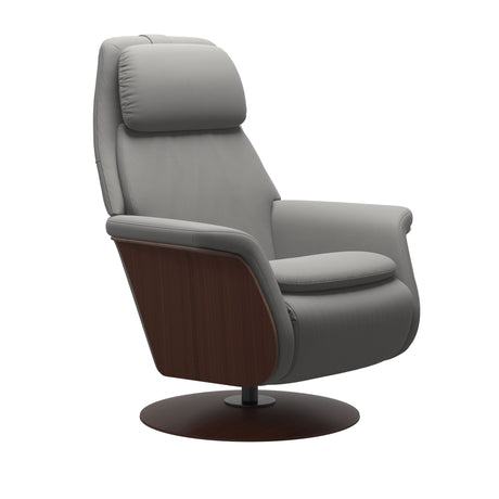 Sam Recliner - Paloma Silver Grey - Walnut Wood
