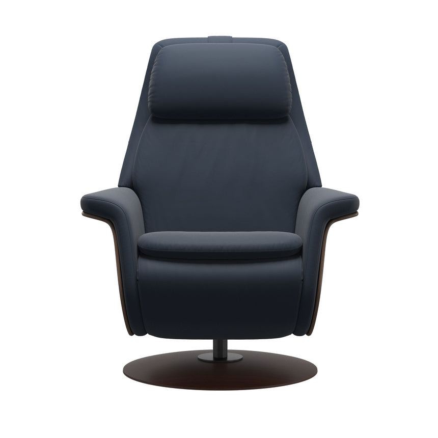 Sam Recliner - Paloma Oxford Blue - Walnut Wood