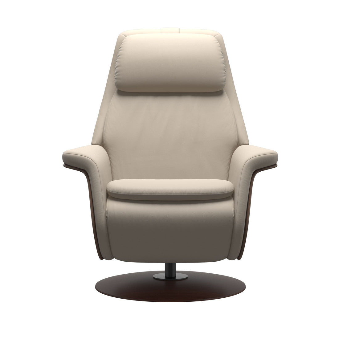 Stressless Sam Recliner in Paloma Fog, Walnut, side view