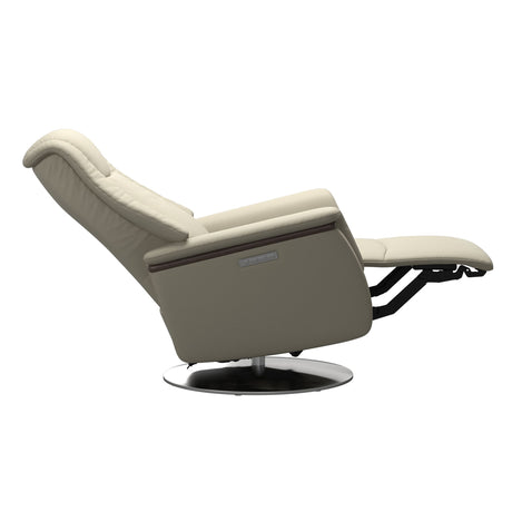 Max Recliner - Steel Base - Paloma Light Grey - Wenge Wood