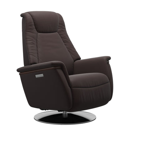 Max Recliner - Steel Base - Paloma Chocolate - Brown Wood