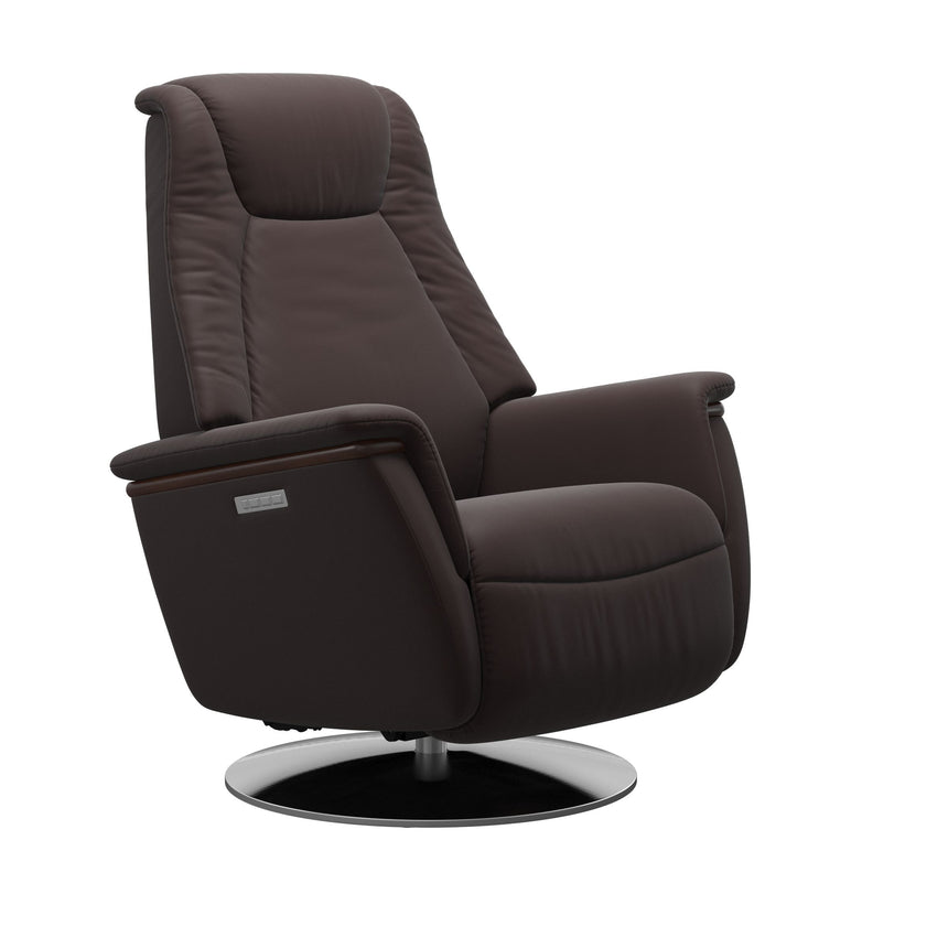 Max Recliner - Steel Base - Paloma Chocolate - Brown Wood