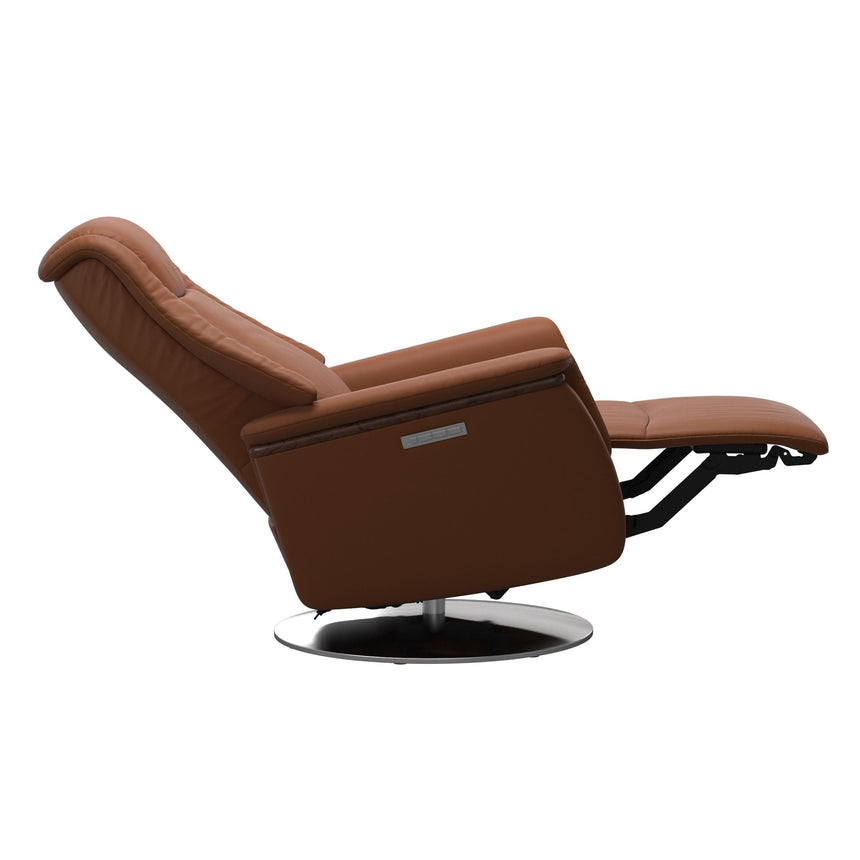 Max Recliner - Steel Base - Paloma New cognac - Brown Wood
