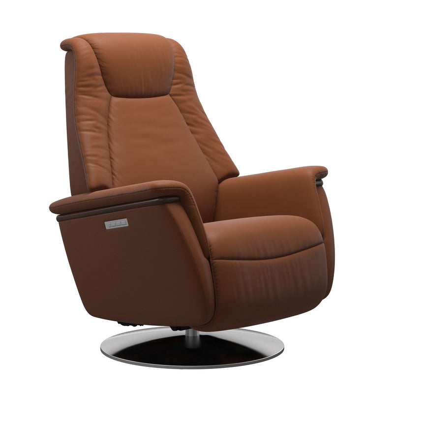 Max Recliner - Steel Base - Paloma New cognac - Brown Wood