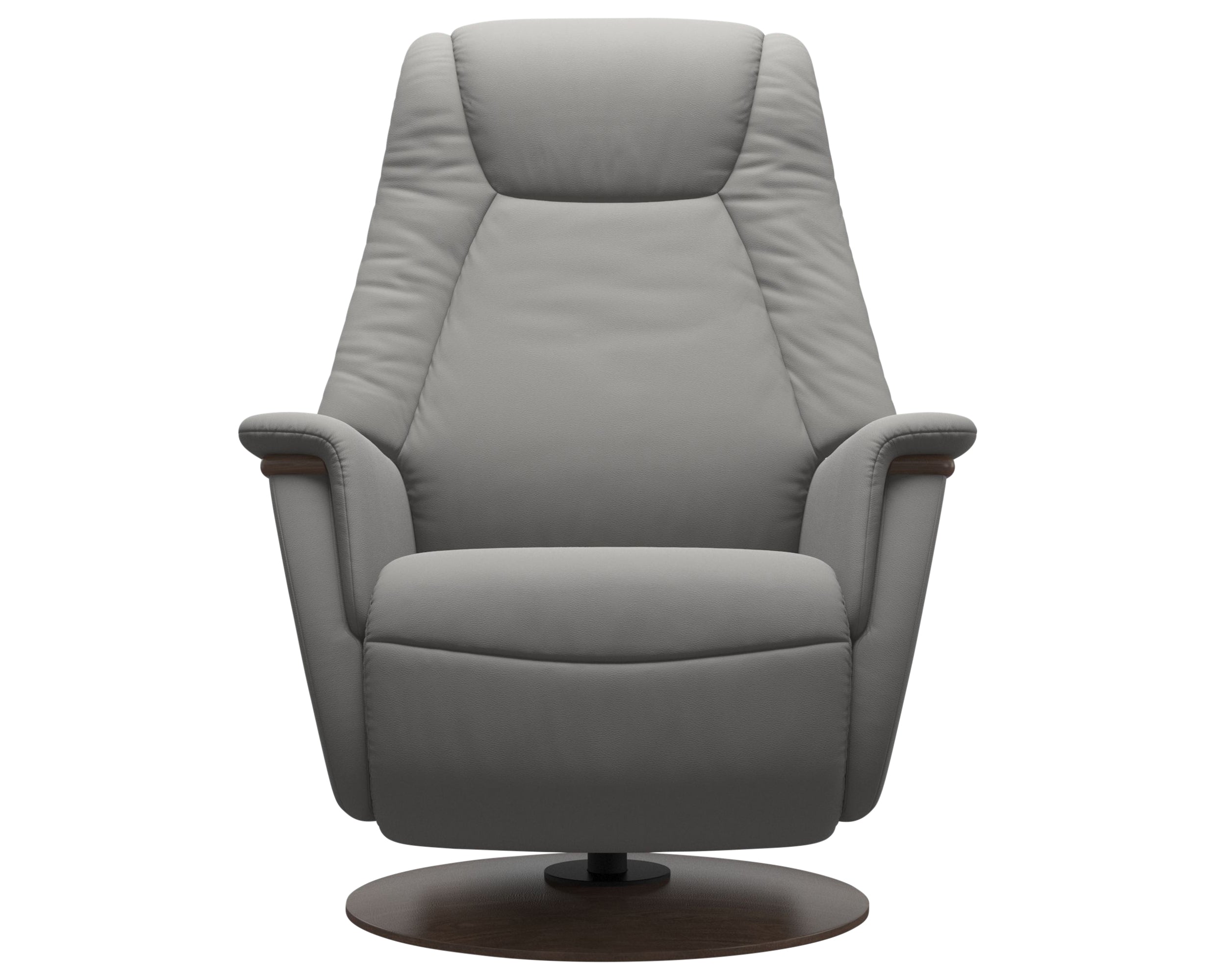 Paloma Leather Silver Grey L &amp; Walnut Base/Arm Trim | Stressless Max Recliner | Valley Ridge Furniture