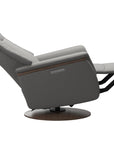 Paloma Leather Silver Grey L & Walnut Base/Arm Trim | Stressless Max Recliner | Valley Ridge Furniture