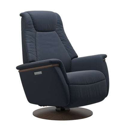Max Recliner - Wood Base - Paloma Oxford Blue - Walnut Wood