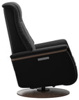 Paloma Leather Black L & Walnut Base/Arm Trim | Stressless Max Recliner | Valley Ridge Furniture