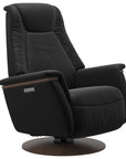 Paloma Leather Black L & Walnut Base/Arm Trim | Stressless Max Recliner | Valley Ridge Furniture