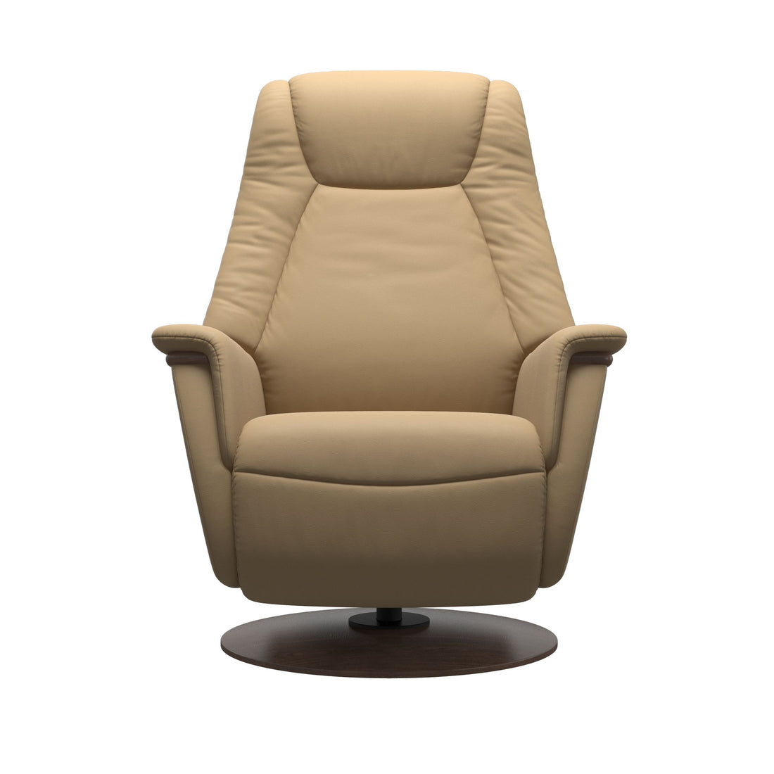 Stressless Max Recliner Wood Base in Paloma Sand, Walnut, side view
