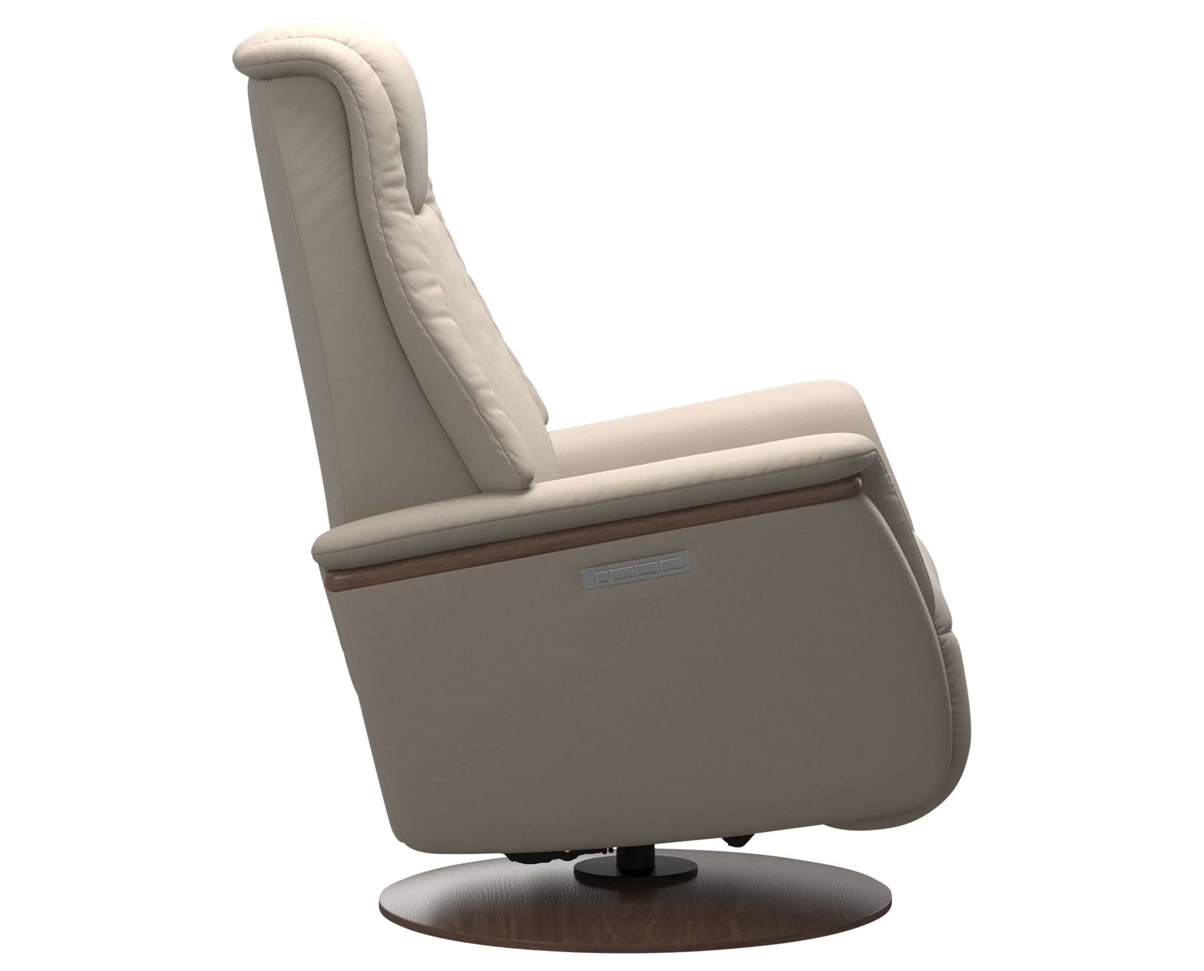 Paloma Leather Fog L &amp; Walnut Base/Arm Trim | Stressless Max Recliner | Valley Ridge Furniture