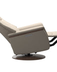 Paloma Leather Fog L & Walnut Base/Arm Trim | Stressless Max Recliner | Valley Ridge Furniture