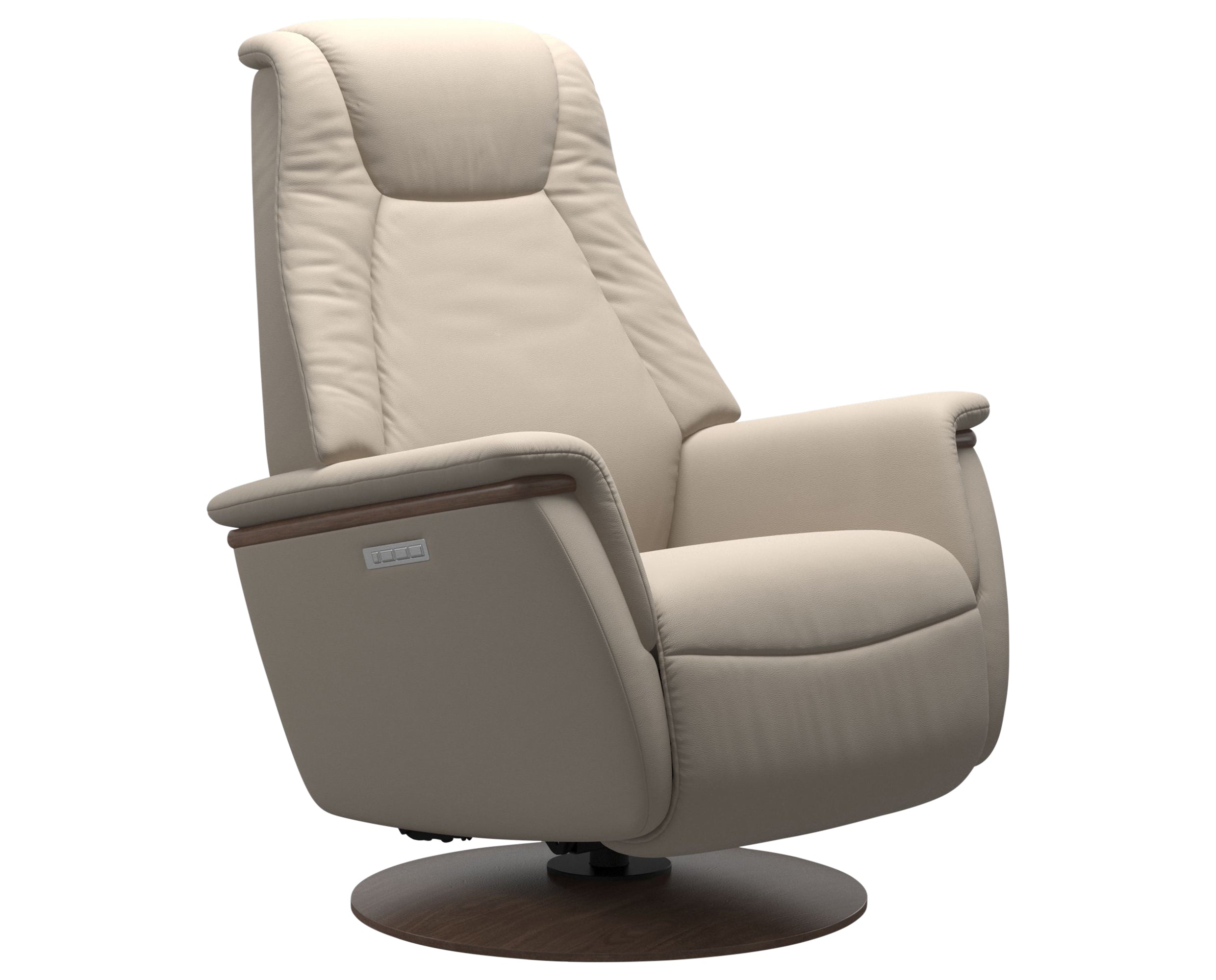 Paloma Leather Fog L &amp; Walnut Base/Arm Trim | Stressless Max Recliner | Valley Ridge Furniture